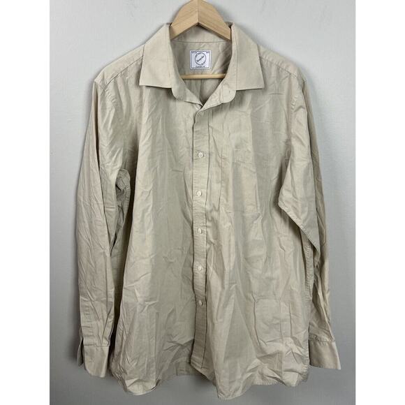 Bespoke Classic Fit Tan Long Sleeve Button Down Short Size XL 17-17.5/36-37 Mens - Picture 1 of 5